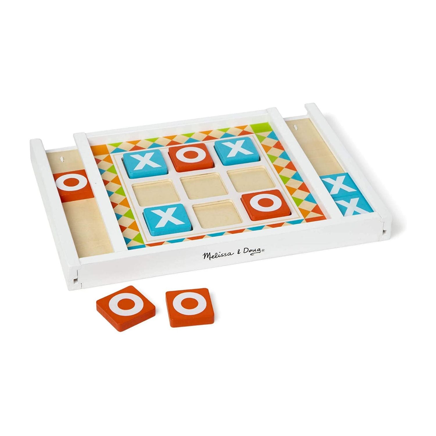 Melissa and Doug Wooden Tic-Tac-Toe Board Game with 10 Self-Storing Wooden Game Pieces