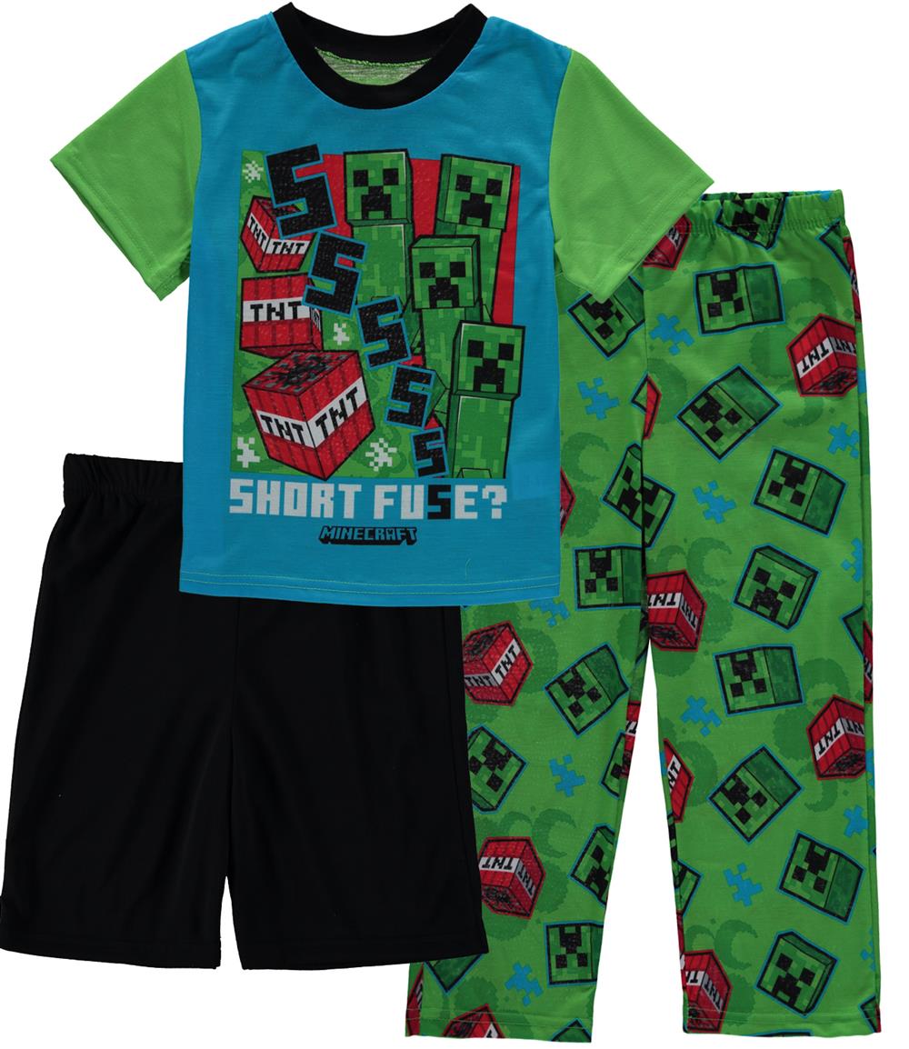 Minecraft Boys 6-12 3-Piece Pajama Set