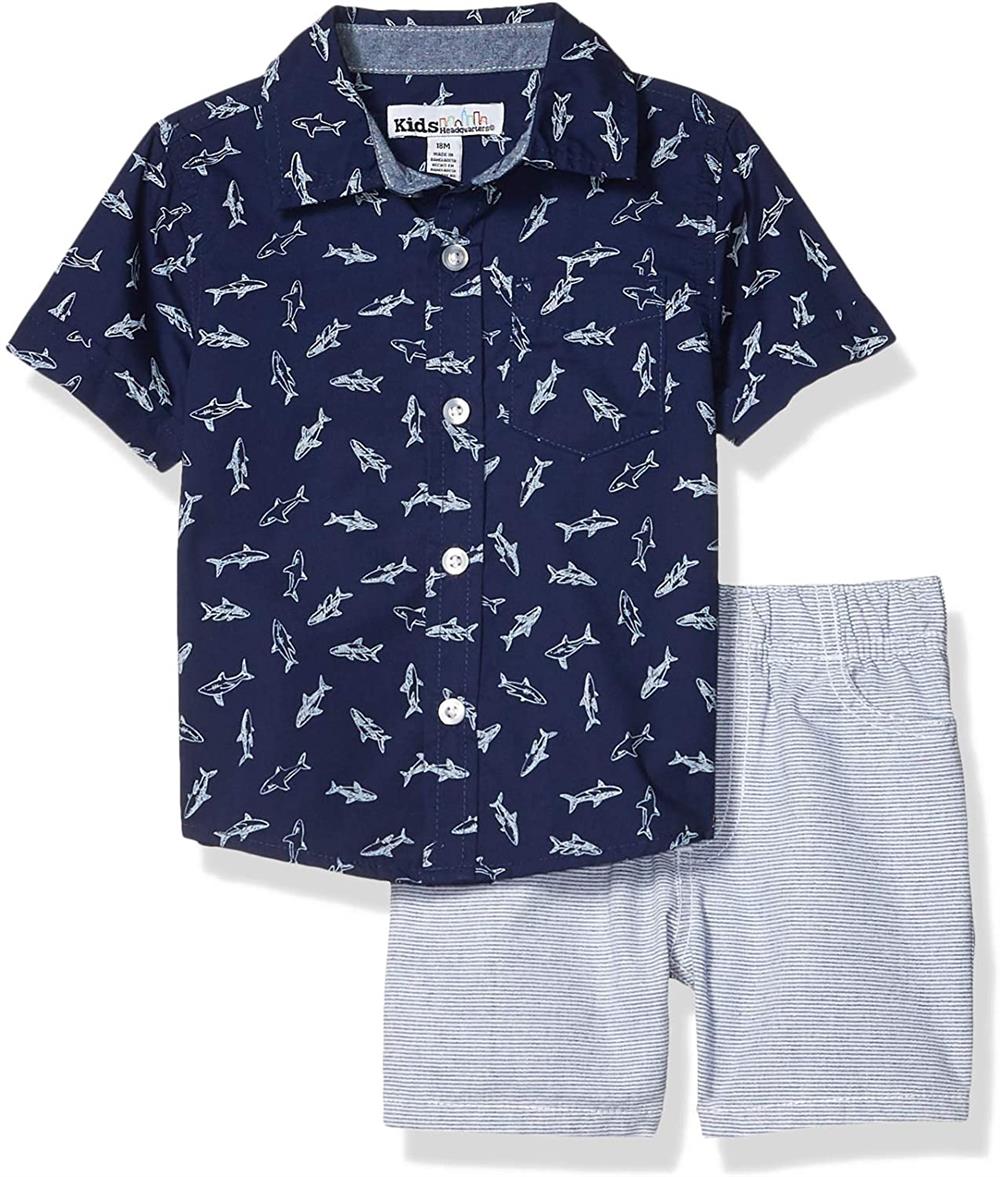 Kids Headquarters Boys 0-9 Months Print Woven Short Set