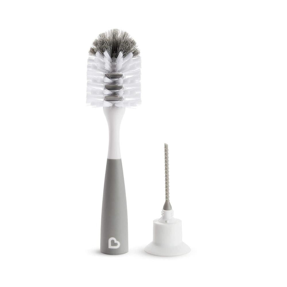 Munchkin Dual Sided Cup and Baby Bottle Brush, Includes Straw Brush, Grey