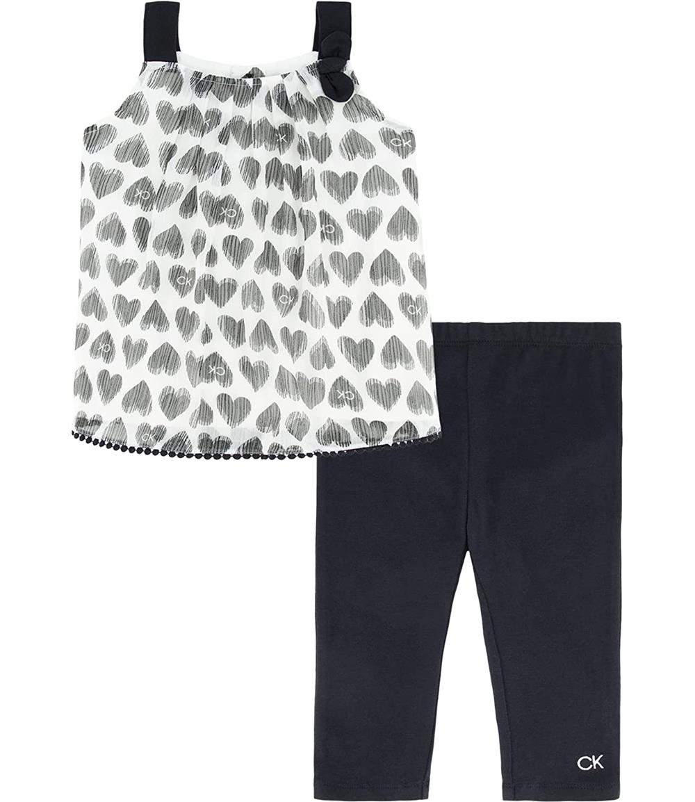 Calvin Klein Girls 2T-4T 2-Piece Heart Legging Set