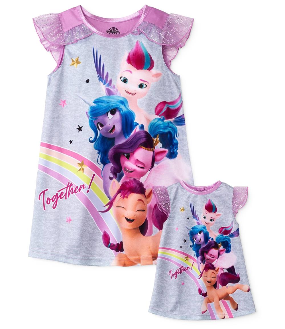 My Little Pony Girls 4-10 2-Piece Nightgown with Nightgown ''Doll & Me''