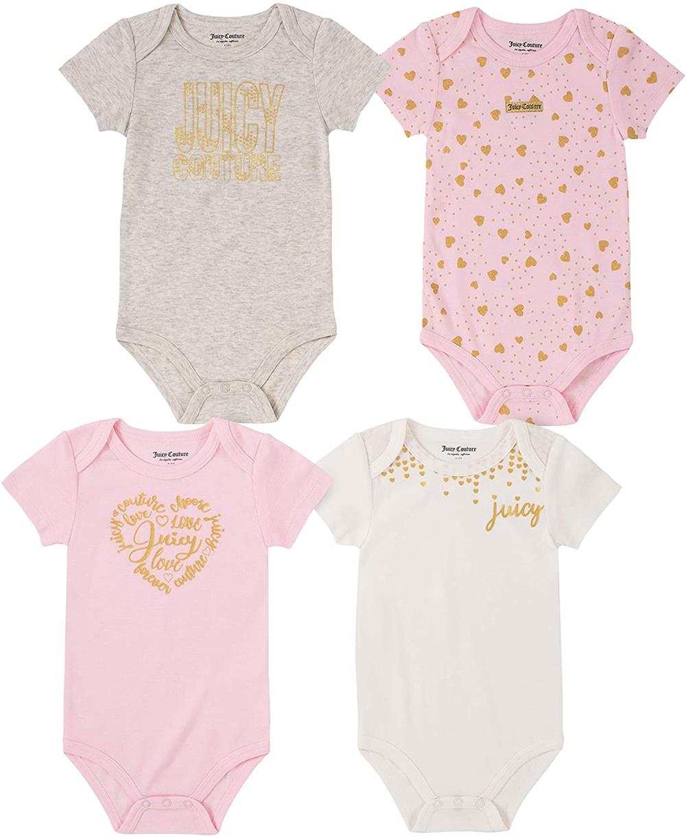 Juicy Couture Girls 0-9 Months Juicy 4-Pack Bodysuit