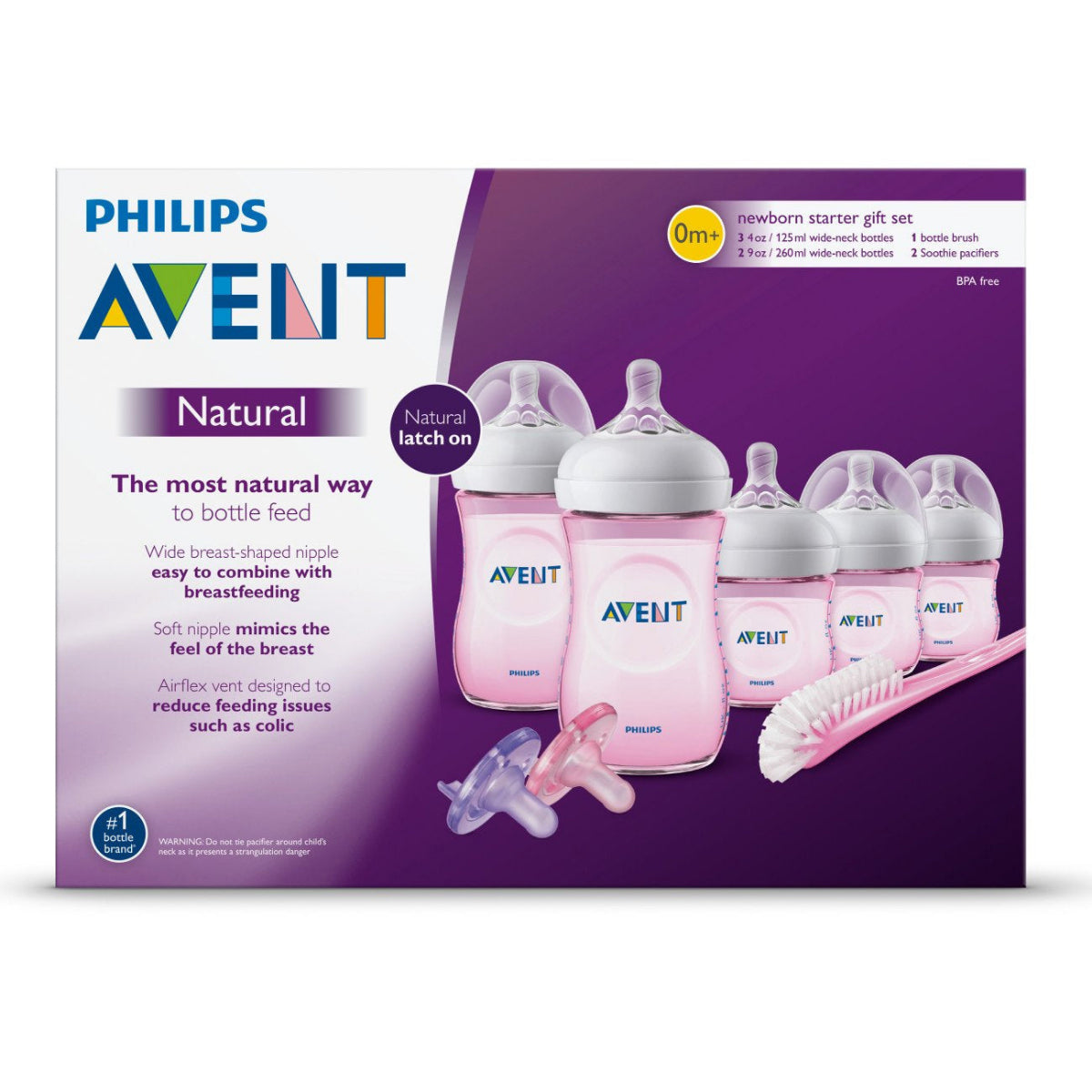 Philips Avent Natural Baby Bottle Pink Gift Set