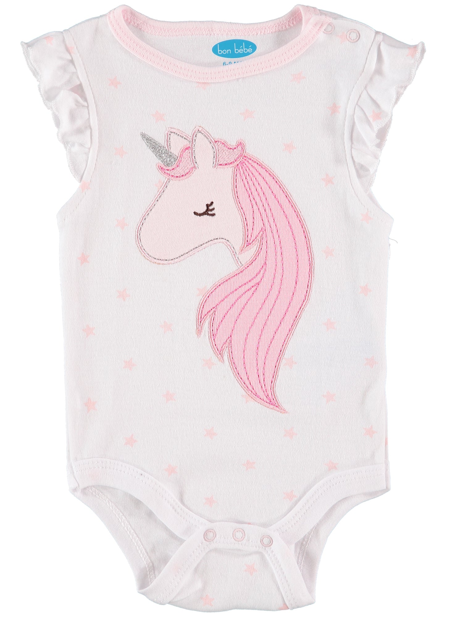 Bon Bebe Girls 0-9 Months Unicorn Bodysuit Pant Set with Headband