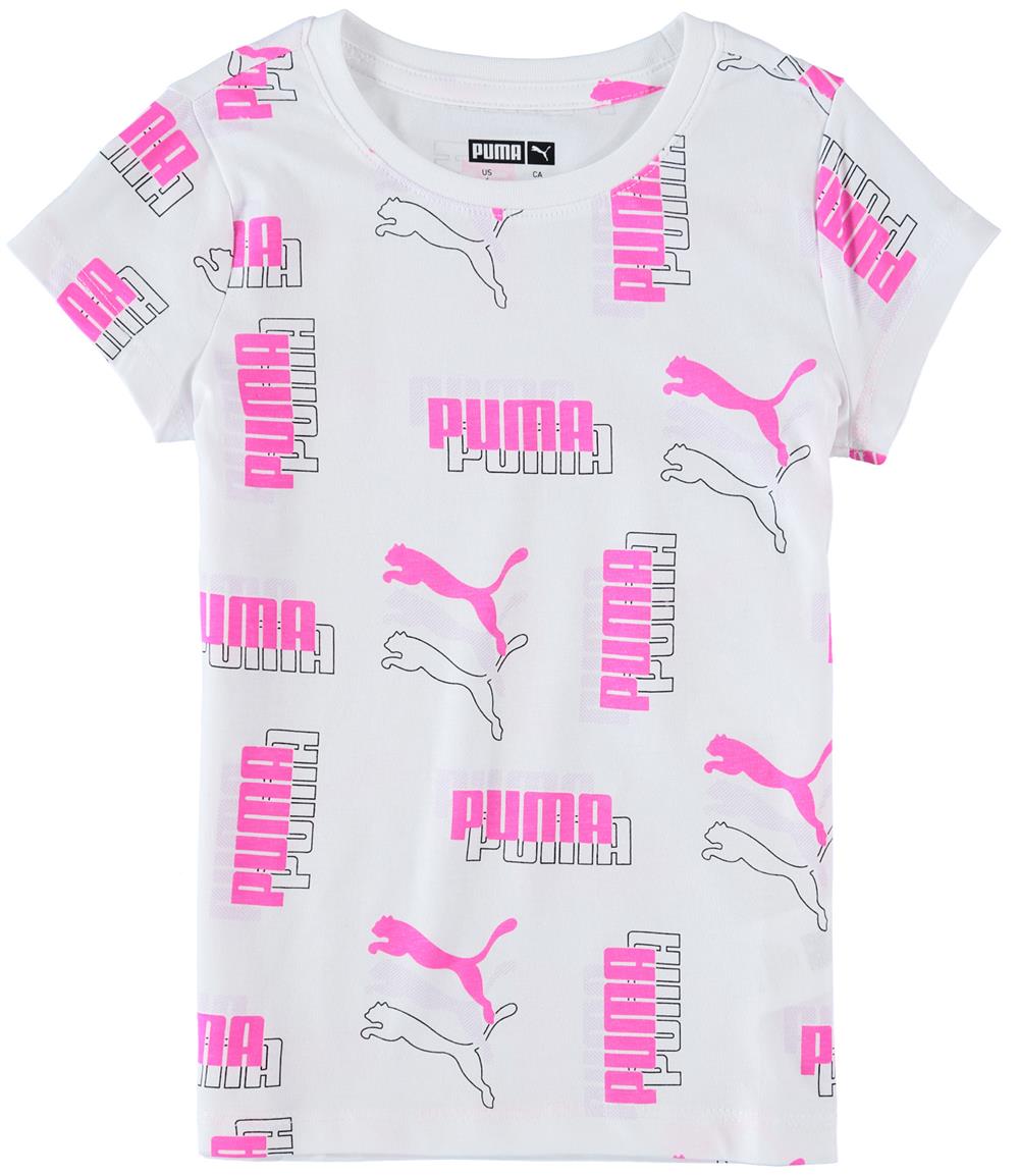 PUMA Girls 4-6X All Over Print Logo T-Shirt