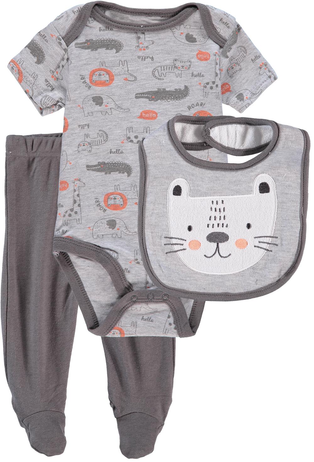 Bon Bebe Boys 0-9 Months Jungle Bodysuit Pant Set with Bib