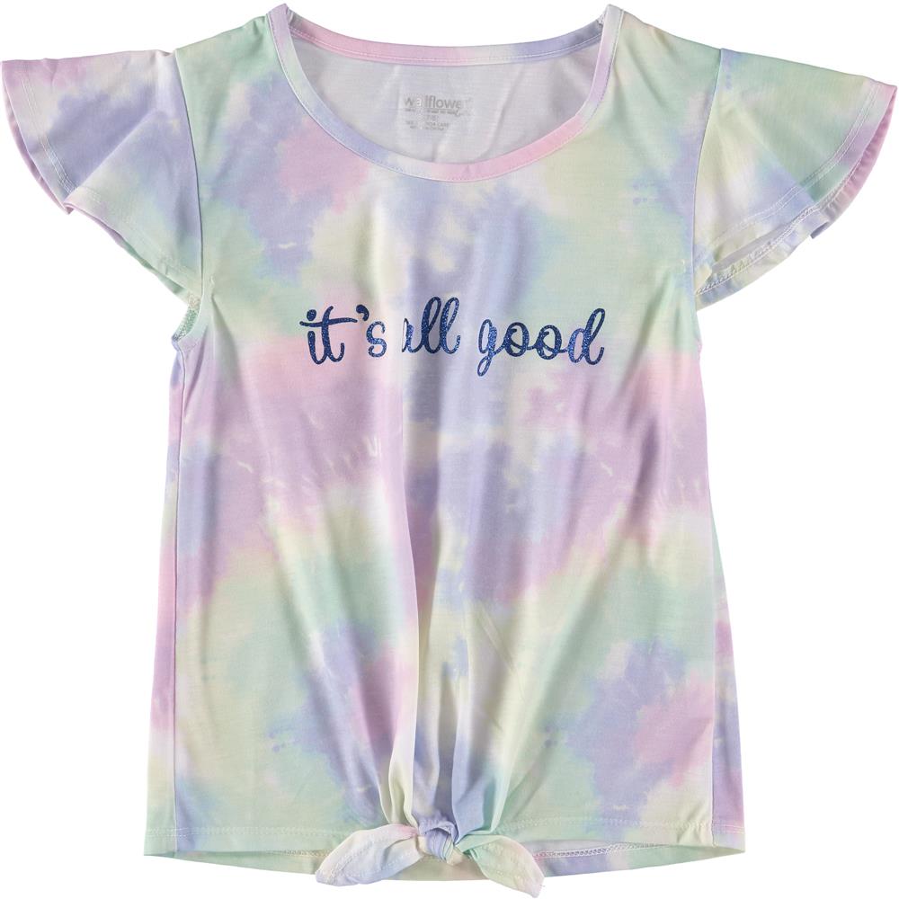 WallFlower Girls 7-16 Tie Dye Flutter Sleeve Shirt