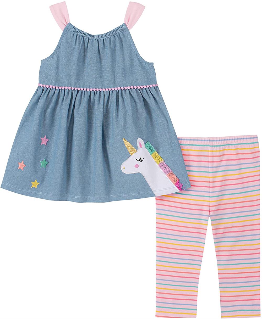 Kids Headquarters Girls 4-6X Unicorn Stripe Legging Set