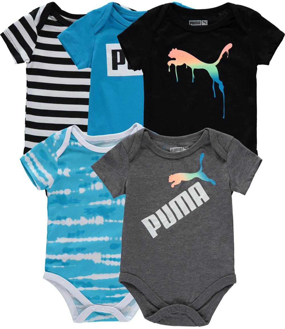 PUMA Boys 0-9 Months Short Sleeve 5-Pack Bodysuit