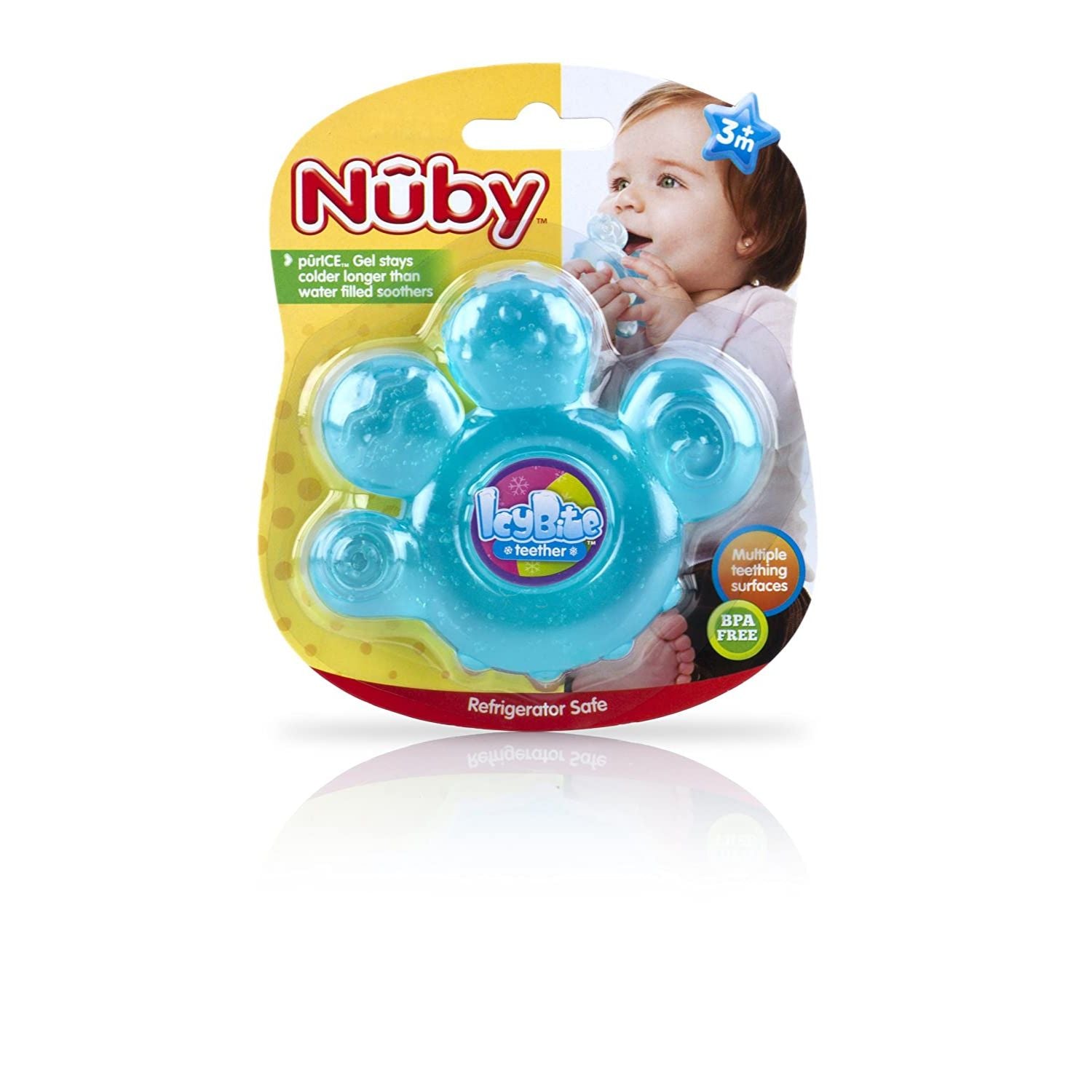 Nuby IcyBite Hand Teether, Colors May Vary