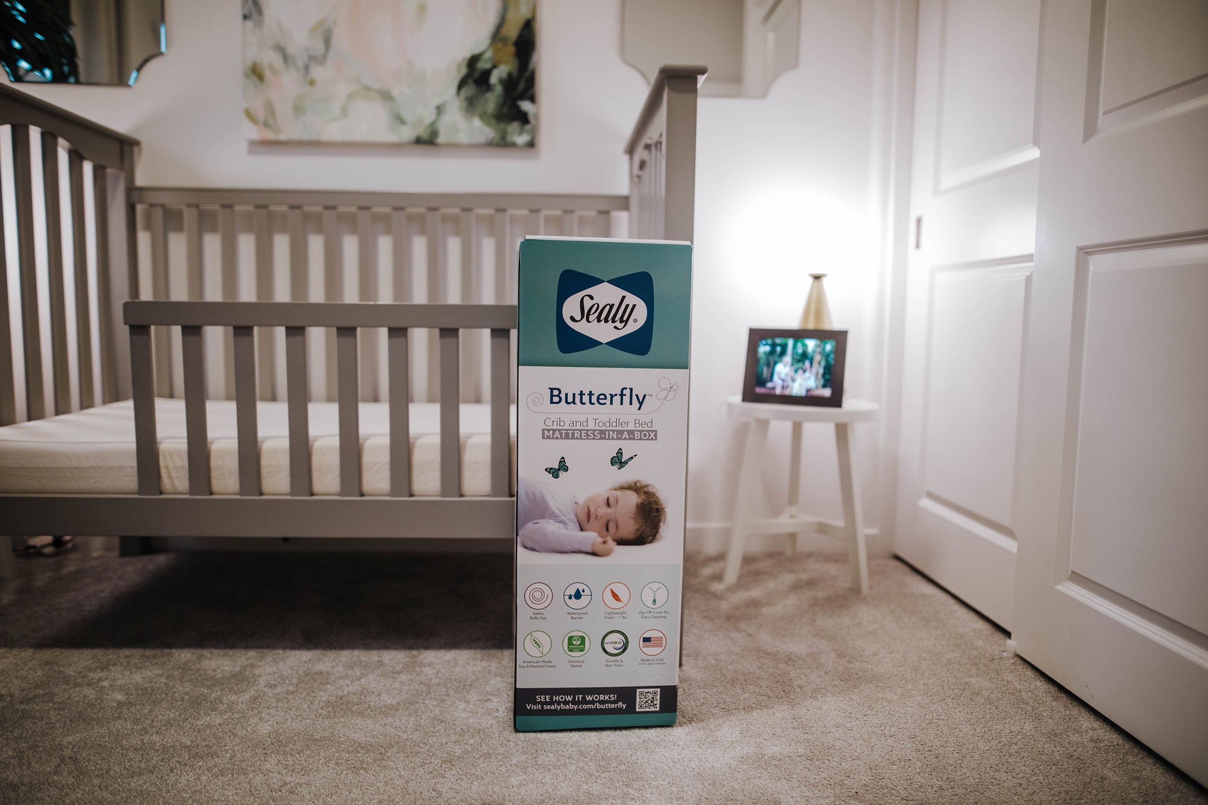 Sealy Butterfly Breathable Knit Waterproof Standard Crib & Toddler Mattress