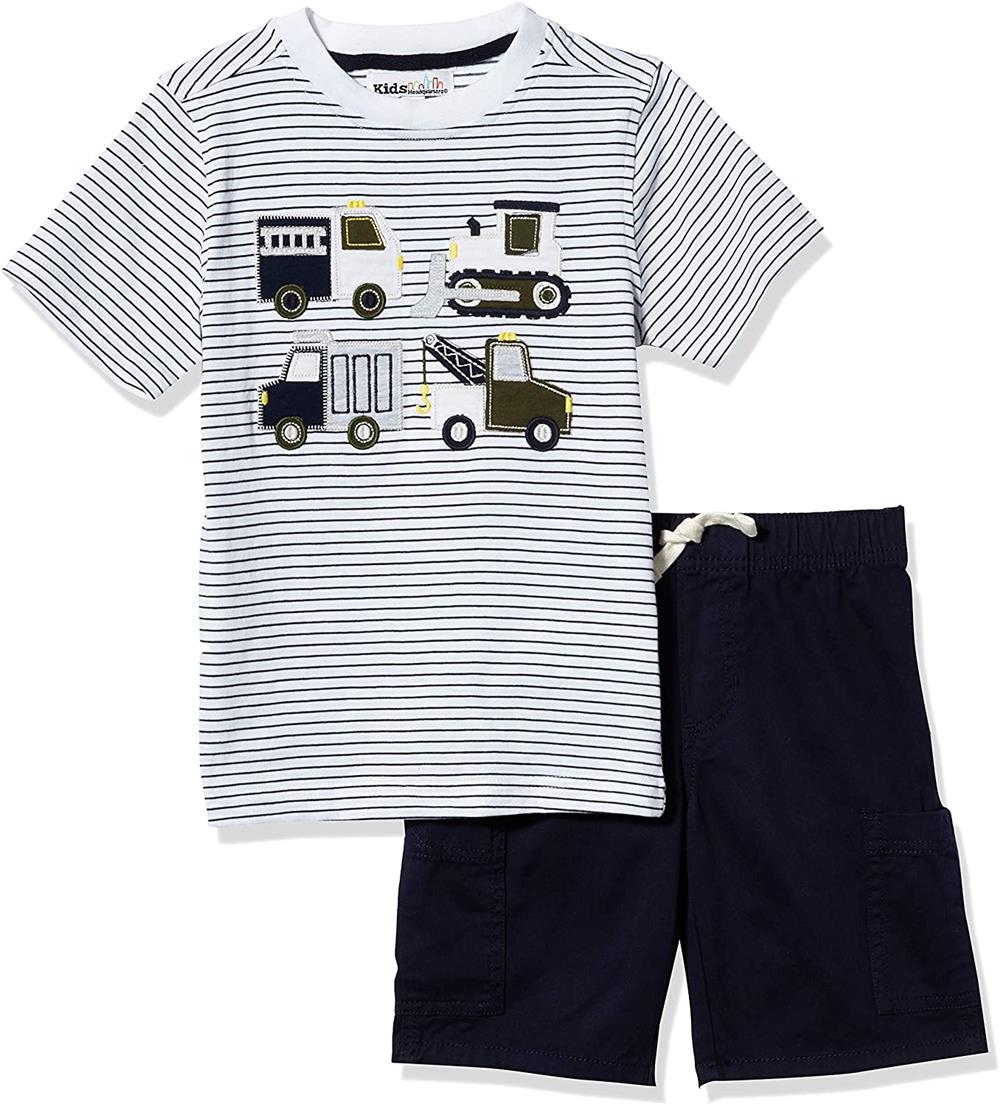 Kids Headquarters Boys 12-24 Months Truck Stripe Short Set