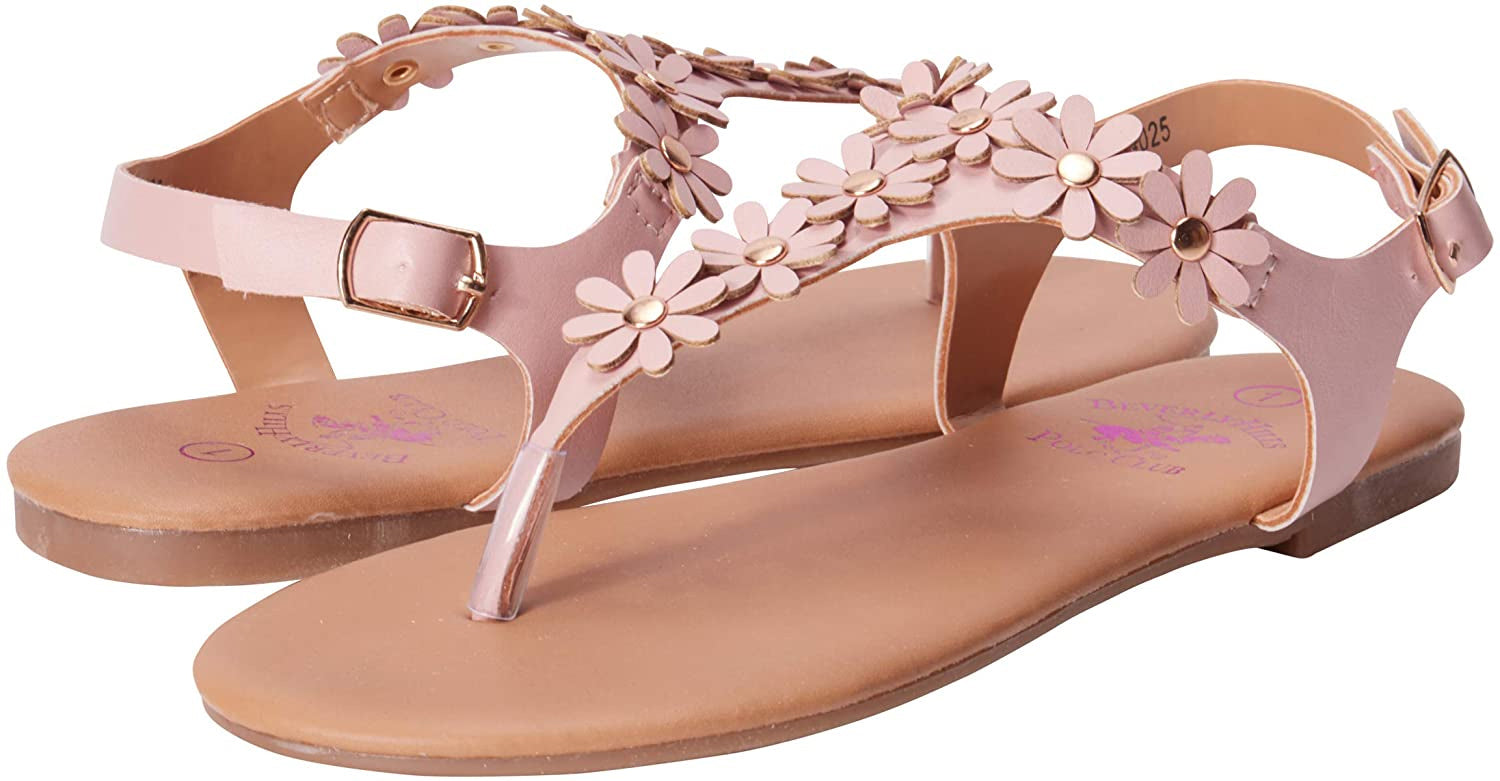 Beverly Hills Polo Club Girls Shoe Size 11-4 Flower Thong Sandal