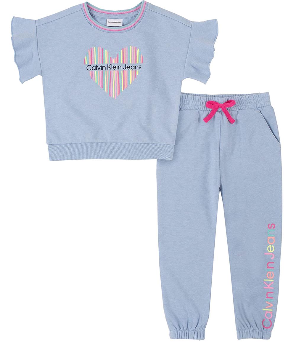 Calvin Klein Girls 2T-4T Neon Heart Jogger Set