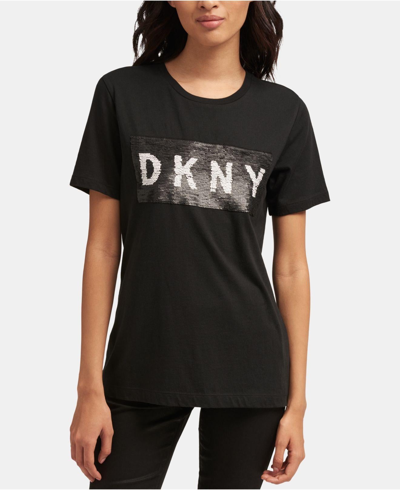 DKNY Girls 7-16 Flip Sequin Heart T-Shirt