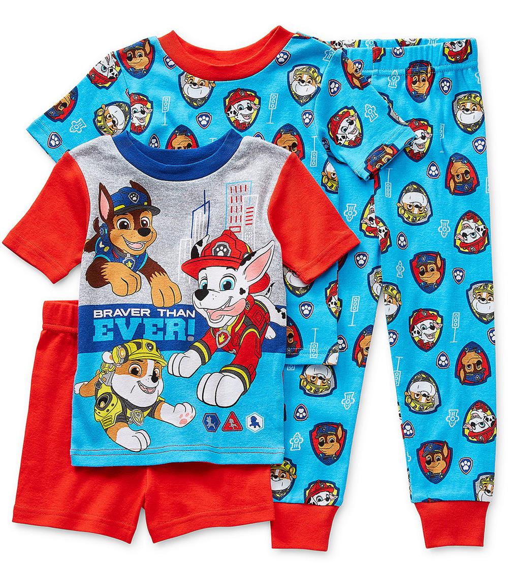 Nickelodeon Boys 2T-4T Paw Patrol 4-Piece Cotton Pajama Set