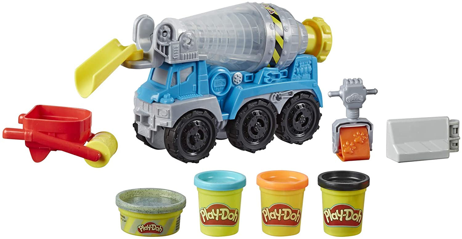 Play-Doh Wheels Cement Truck with Cement-Colored Buildin Compound Plus 3 Colors