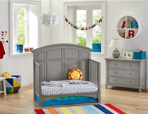 Kolcraft 4-in-1, Easy-to-Assemble, Brooklyn Convertible Crib, Nursery Gray