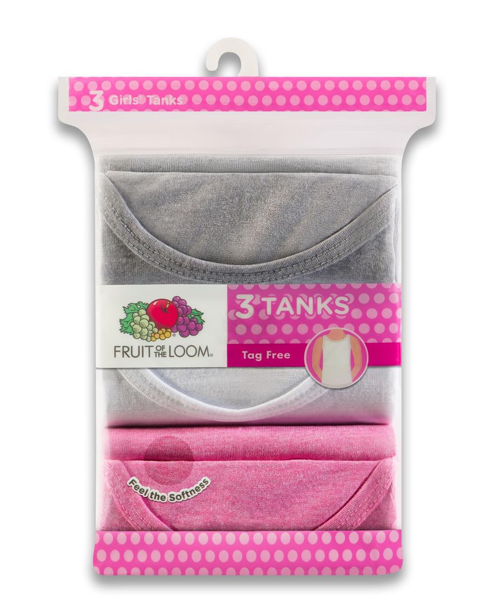 Fruit of the Loom Girls 3-Pack Tag-Free Tanks