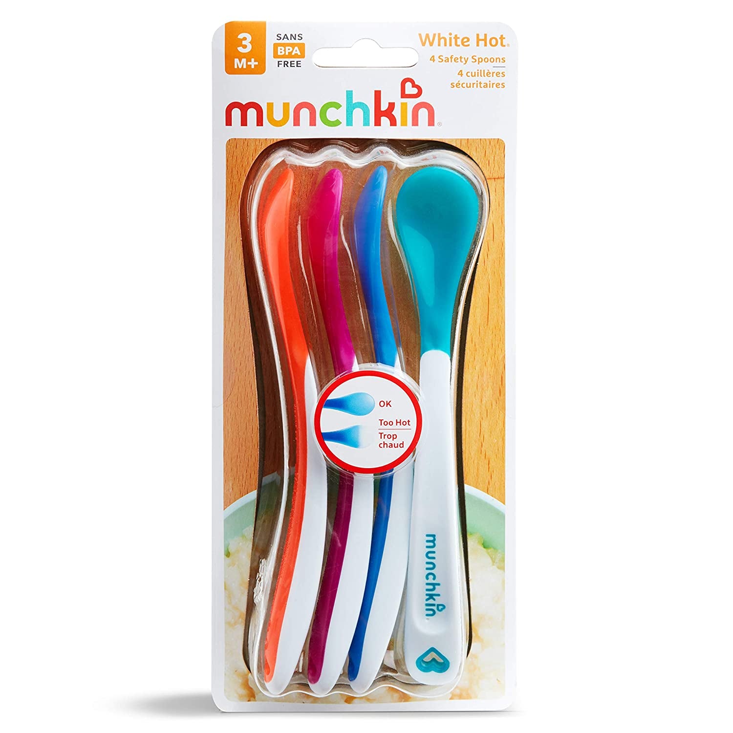 Munchkin White Hot Infant Safety Spoons, 4 Count