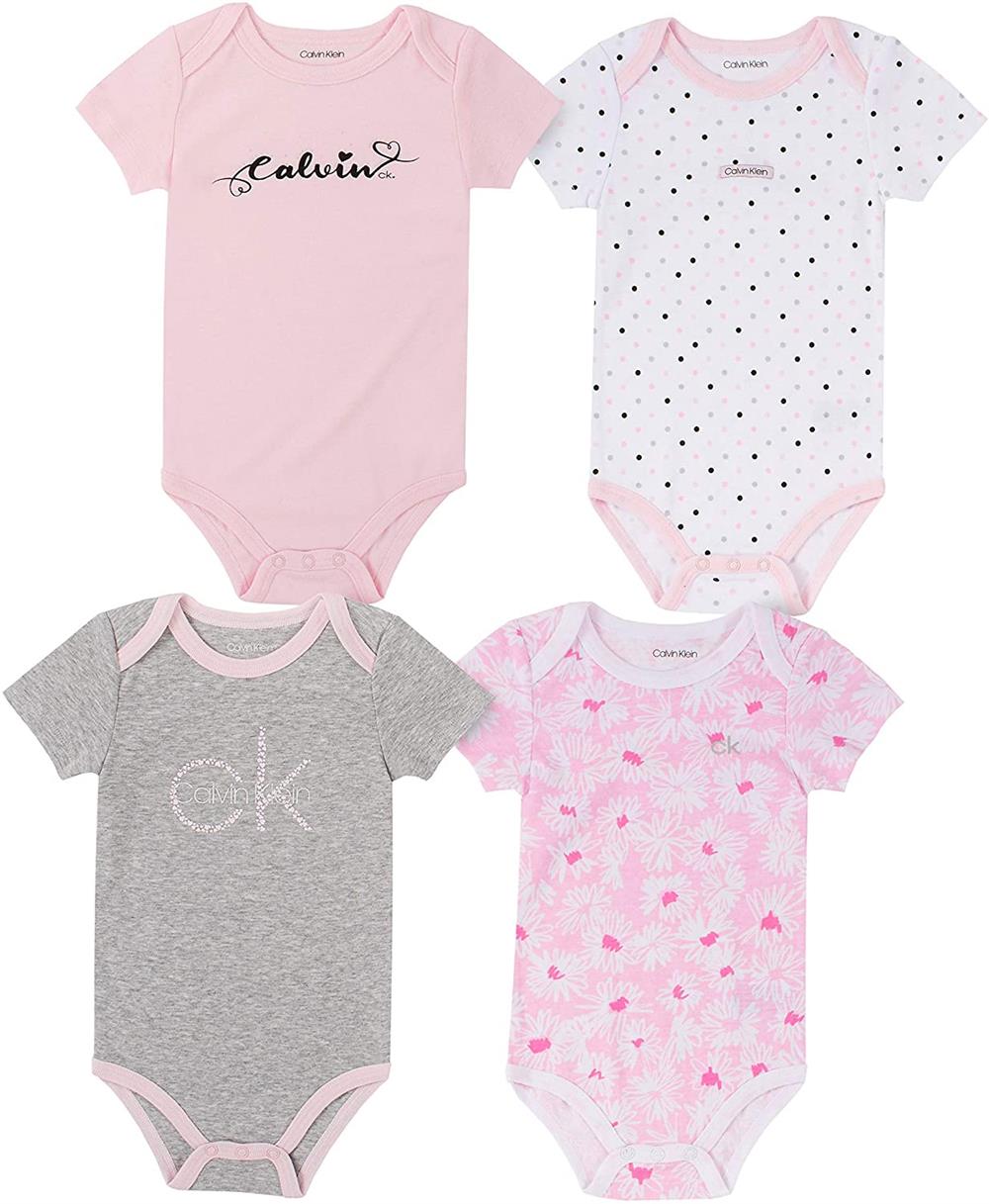 Calvin Klein Girls 0-9 Months 4-Pack Bodysuit