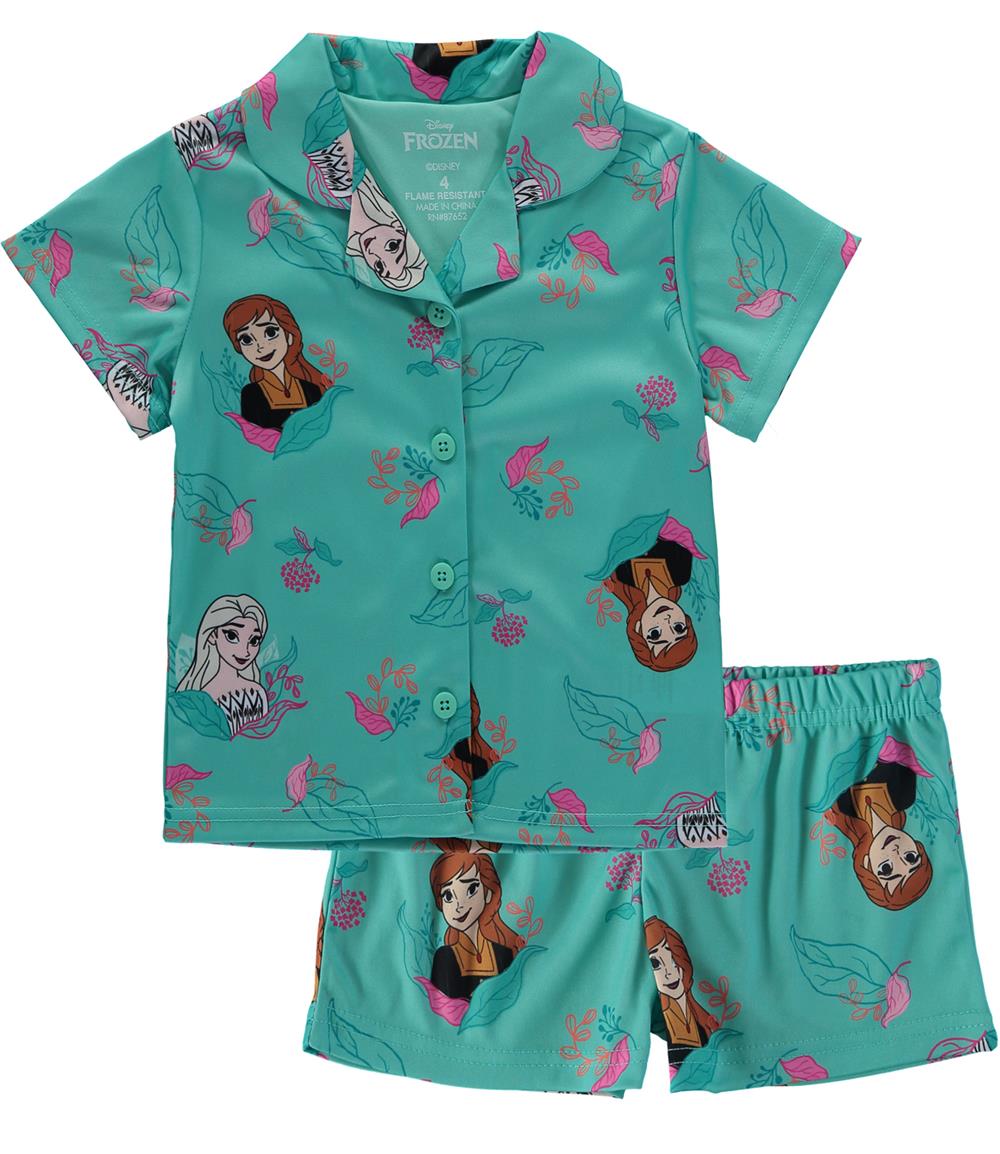 Disney Girls 4-10 Frozen 2-Piece Coat Sleep Shirt with Shorts Pajama Set