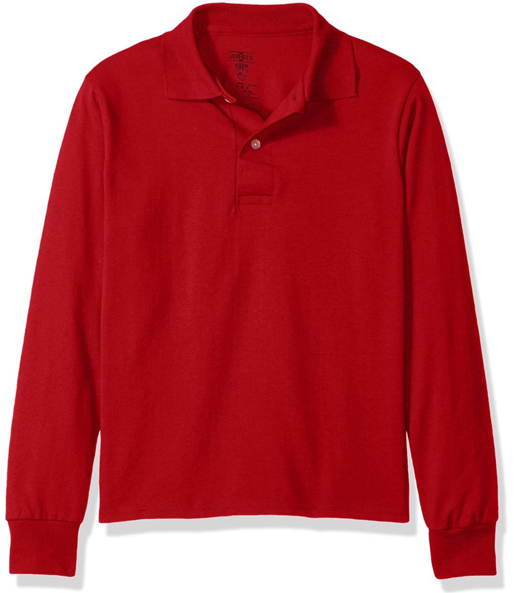 Jerzees Boys 8-20 SpotShield Long Sleeve Polo Sport Shirt