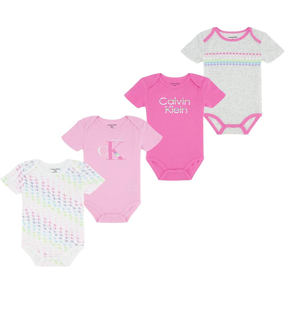 Calvin Klein Girls 12-24 Months Rainbow 4-Pack Bodysuit