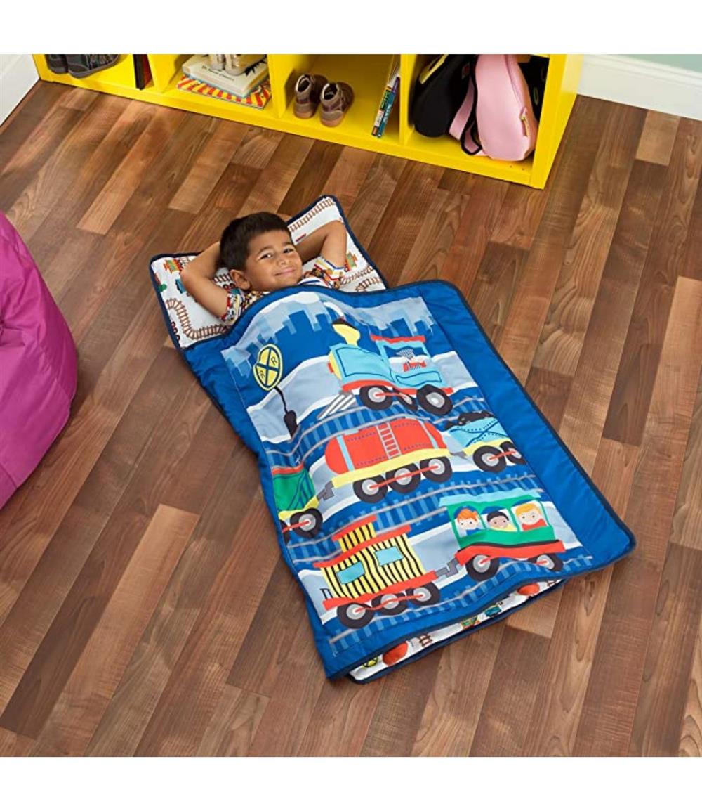 Everyday Kids Toddler Nap Mat with Removable Pillow -Choo Choo Train