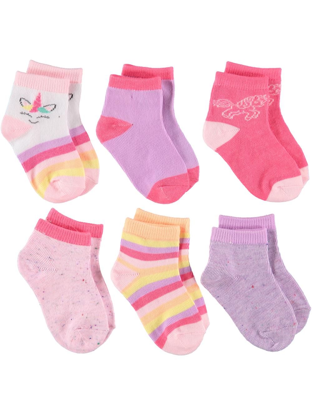 Rene Rofe Girls 2T-4T Unicorn 6-Pack Sock