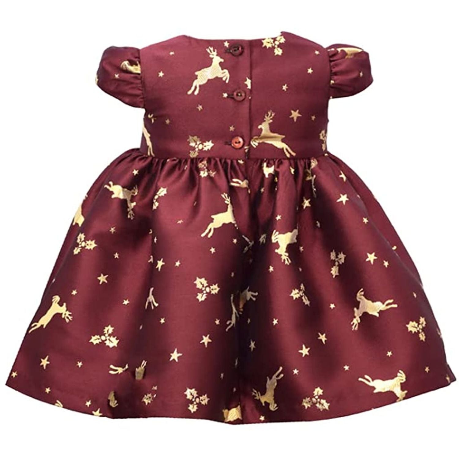 Bonnie Baby Holiday Christmas Dress - Burgundy Reindeer Dress