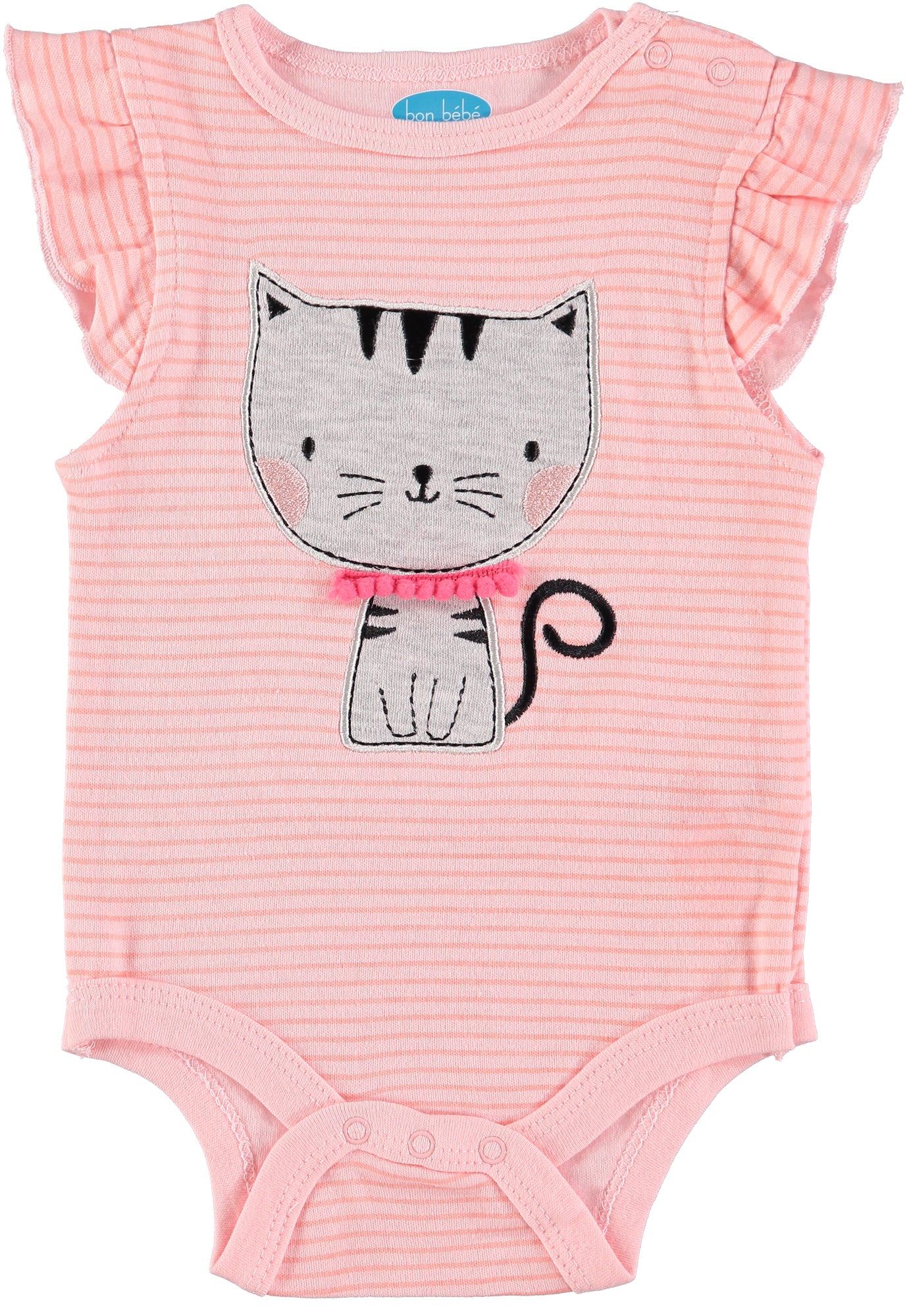 Bon Bebe Girls 0-9 Months Kitty Bodysuit Pant Set with Headband