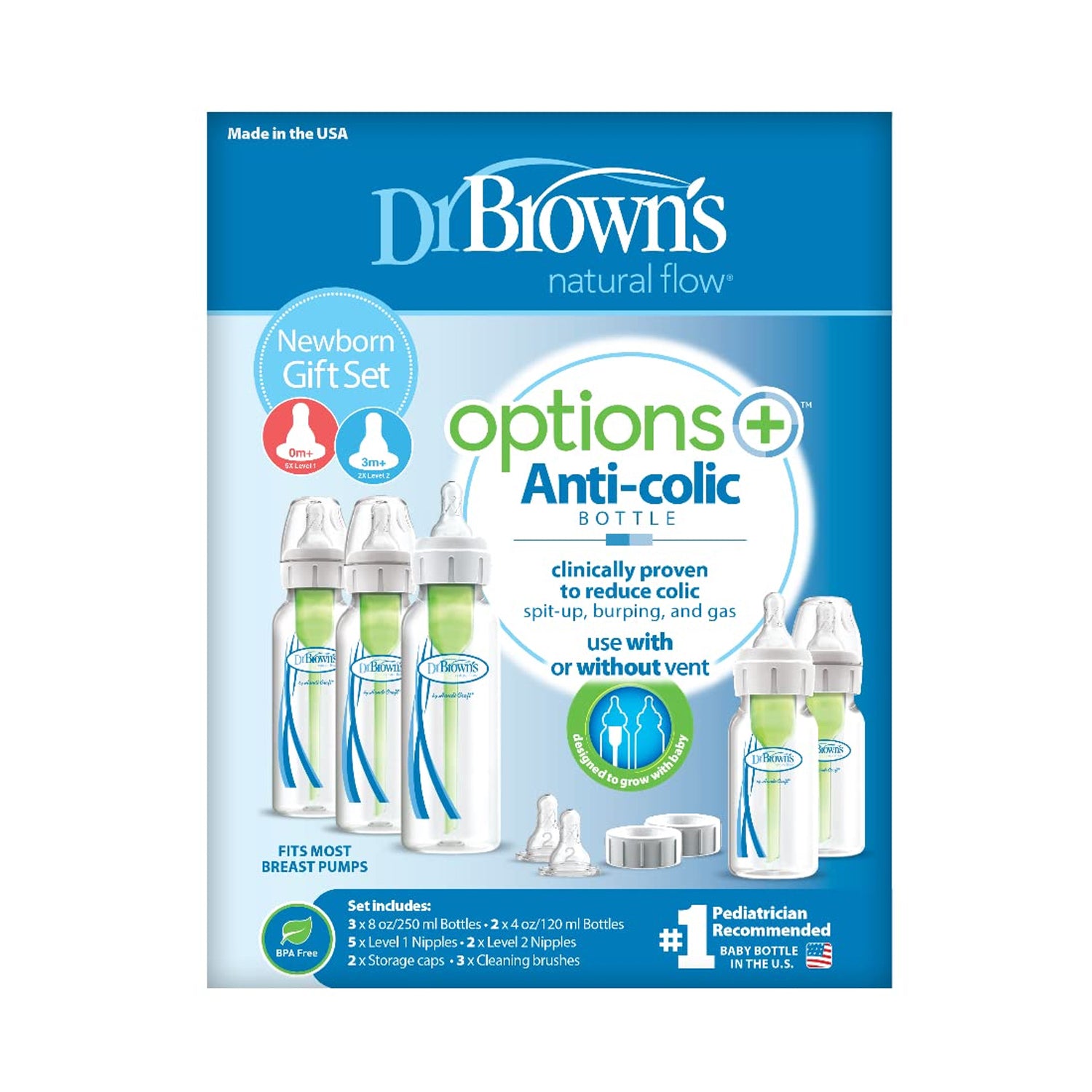 Dr. Browns Natural Flow Options+ Anti-colic Baby Bottles Newborn Feeding Set