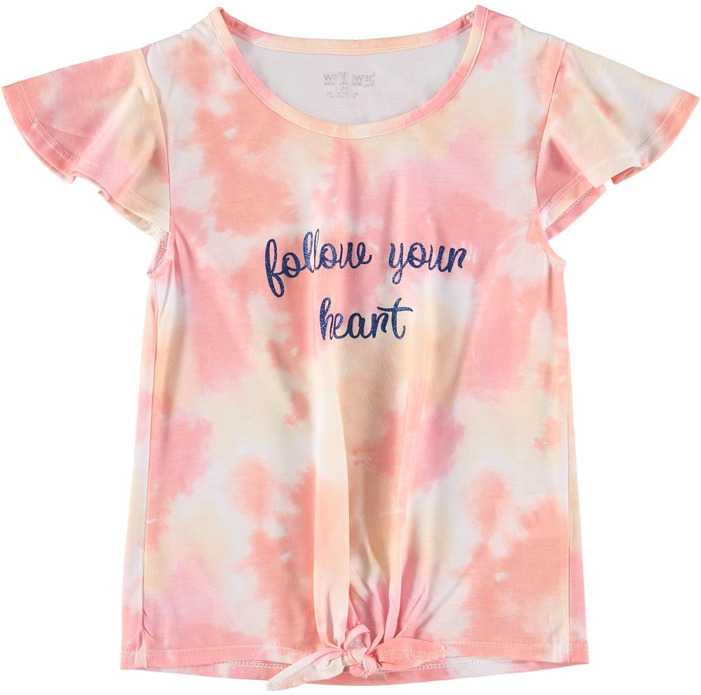 WallFlower Girls 7-16 Tie Dye Flutter Sleeve Shirt