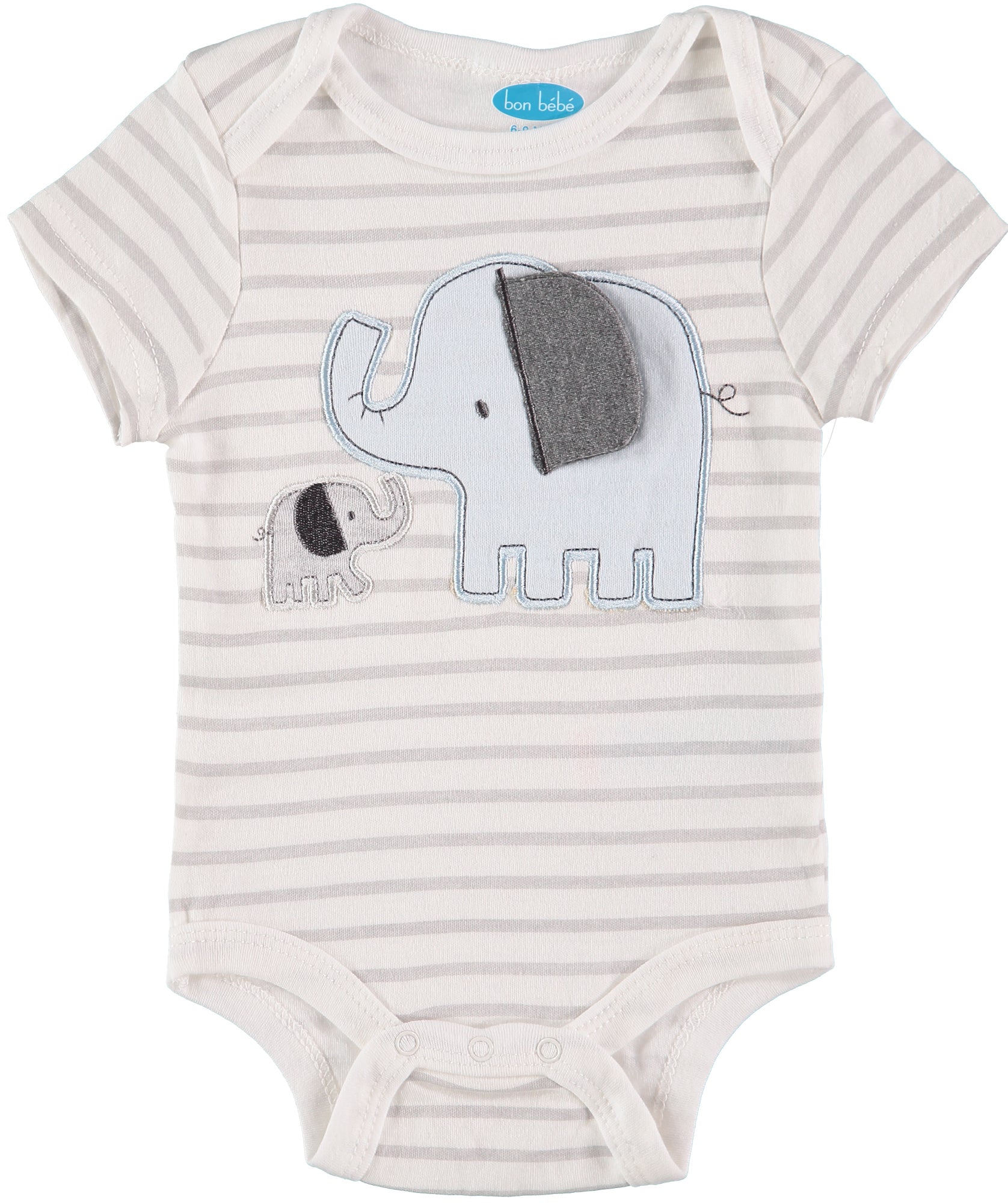 Bon Bebe Boys 0-9 Months Elephant Bodysuit Pant Set with Matching Cap