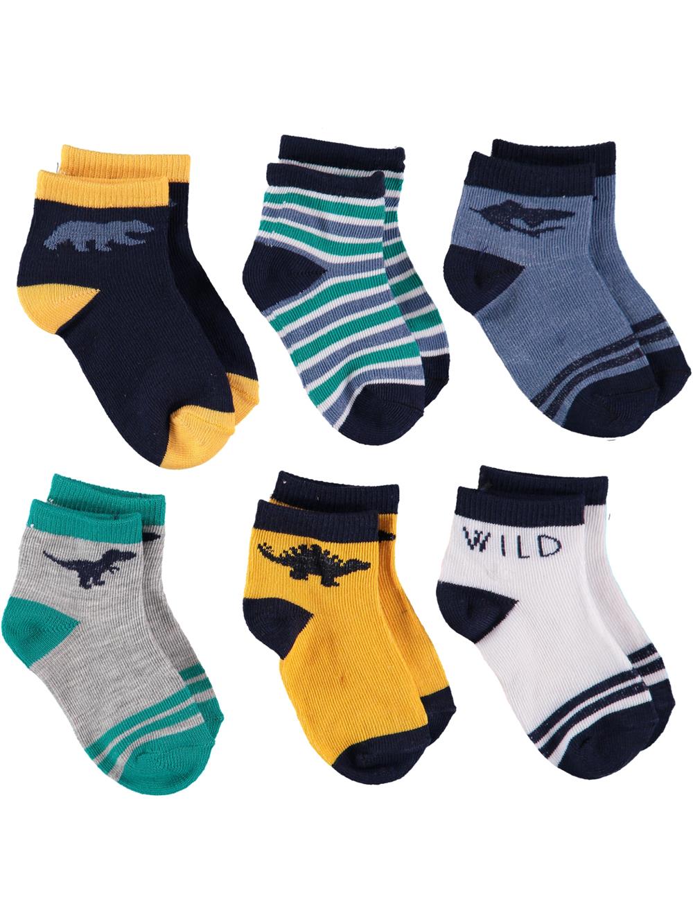 Rene Rofe Boys 2T-4T Dinosaur 6-Pack Sock