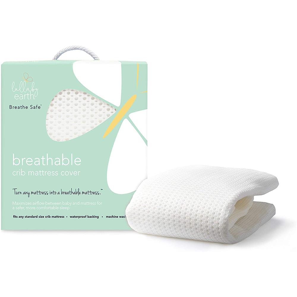 Lullaby Earth Breathe Safe Air Breathable Crib Mattress Pad, Removable Mattress Cover with Waterproo