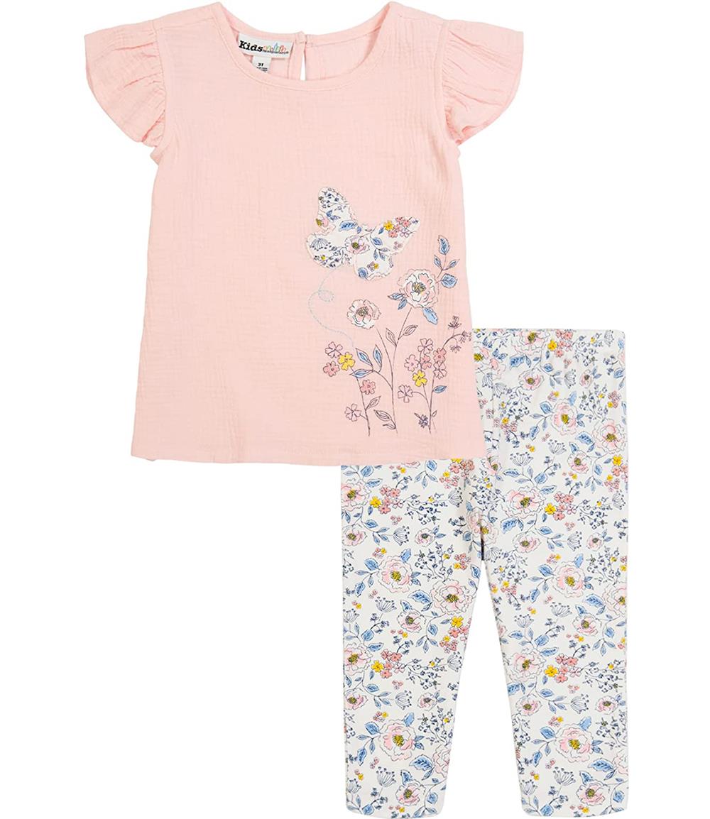 Kids Headquarters Girls 12-24 Months Butterfly Floral Legging Set