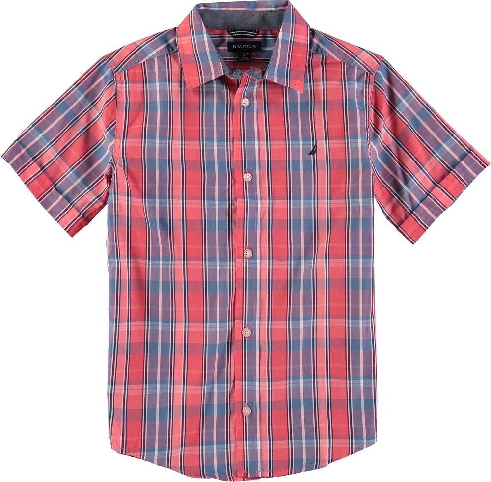 Nautica Boys 8-20 Plaid Short Sleeve Woven Shirt