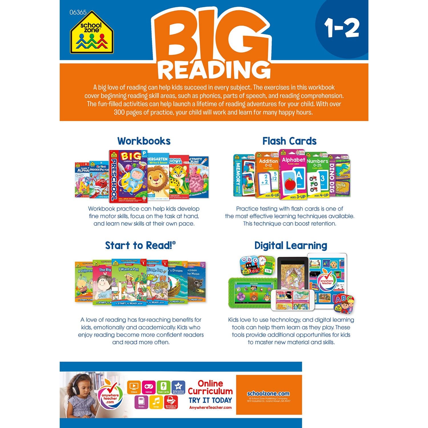 School Zone Big Reading 1-2 Workbook