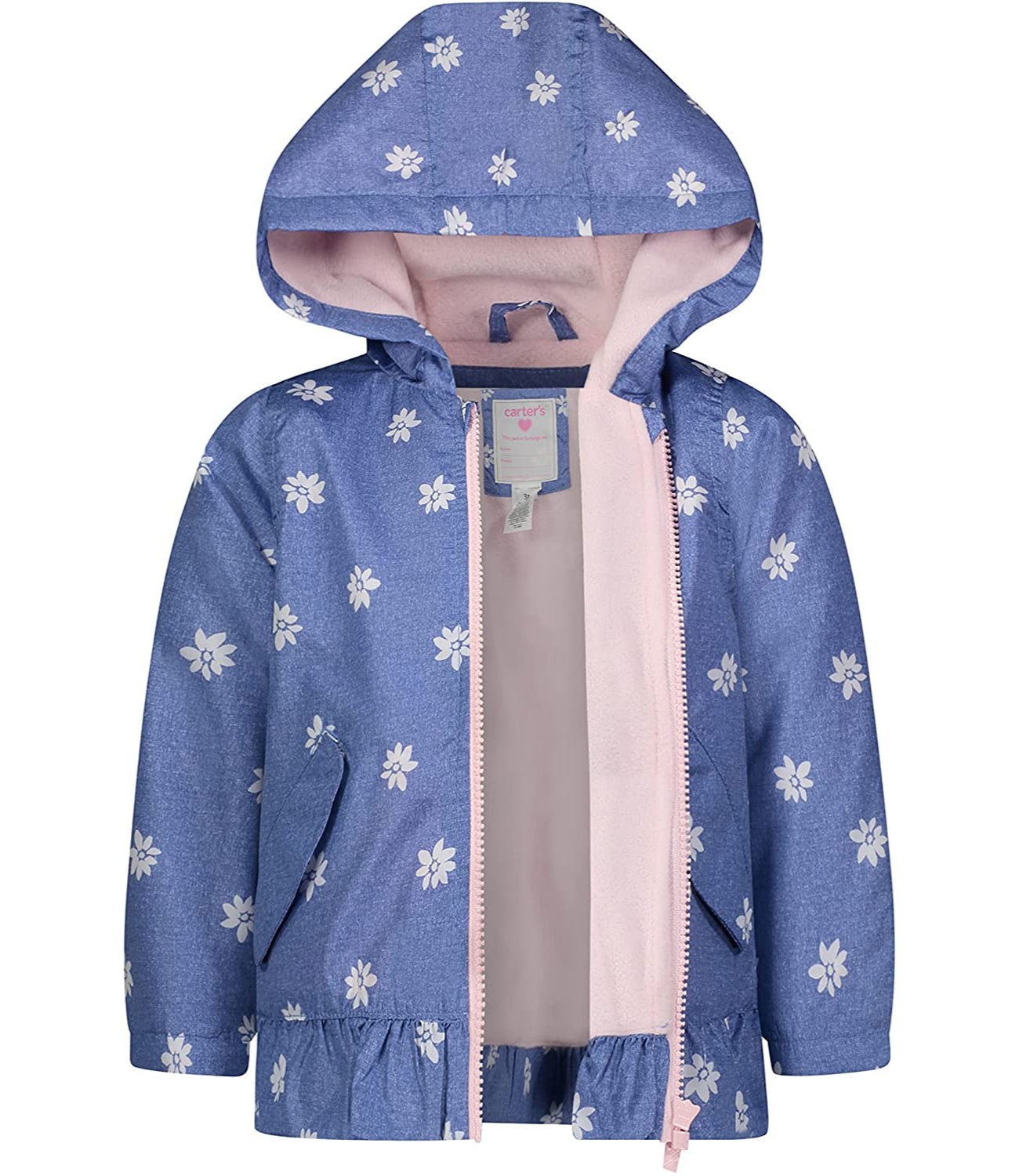 Carters Girls 12-24 Months Daisy Peplum Chambray Fleeced Lined Jacket