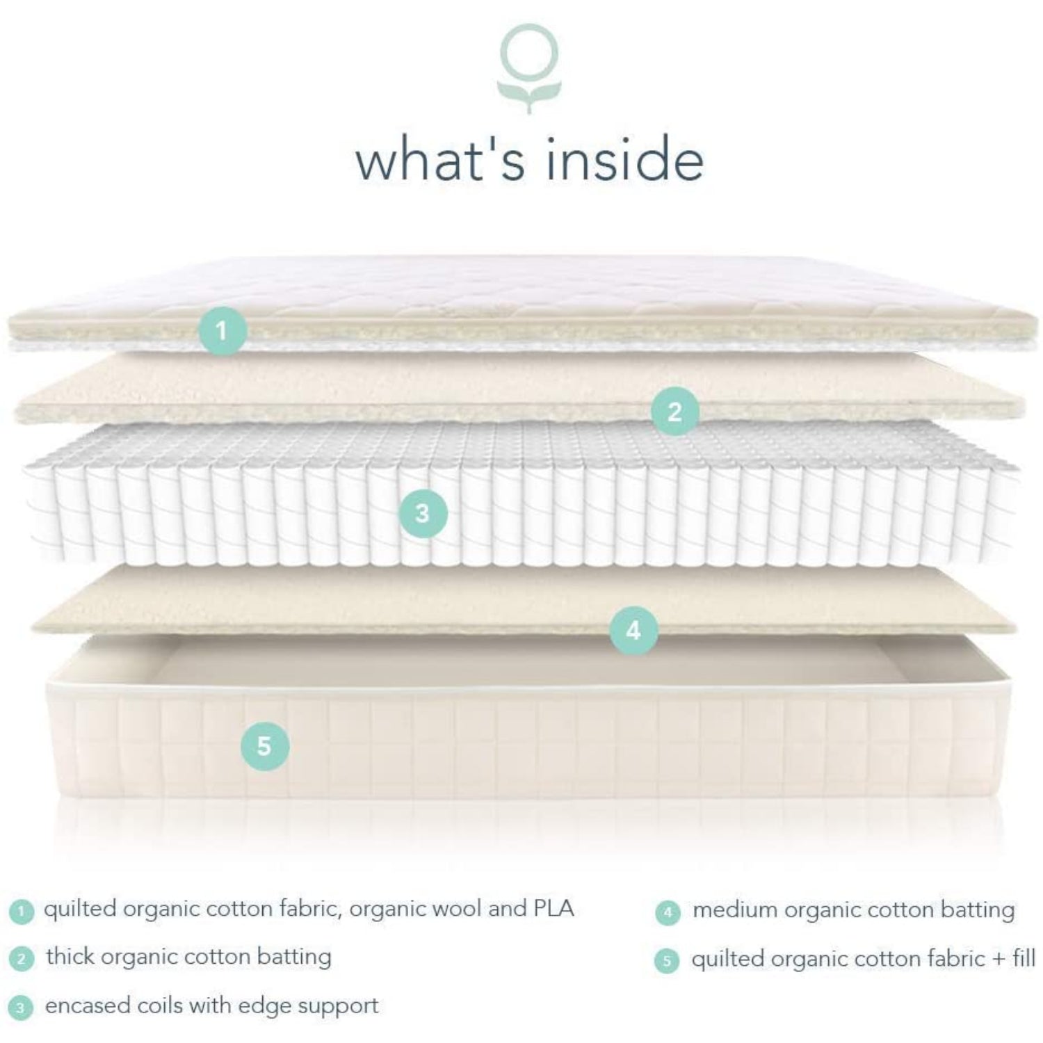 Naturepedic Verse Organic Kids Mattress, Firm Natural Mattress with Quilted Top, Non-Toxic, Queen Si