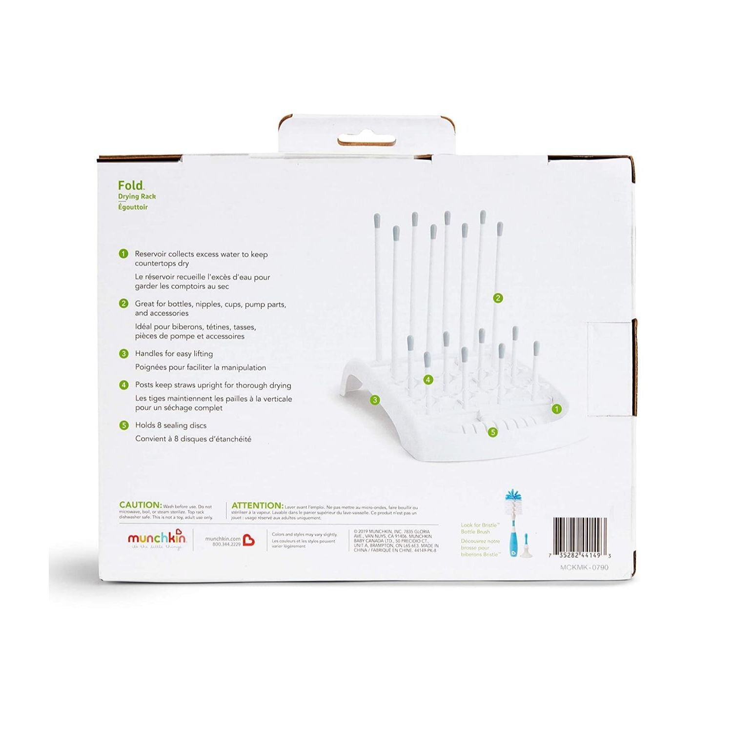 Munchkin Fold Baby Bottle Countertop Drying Rack, Grey