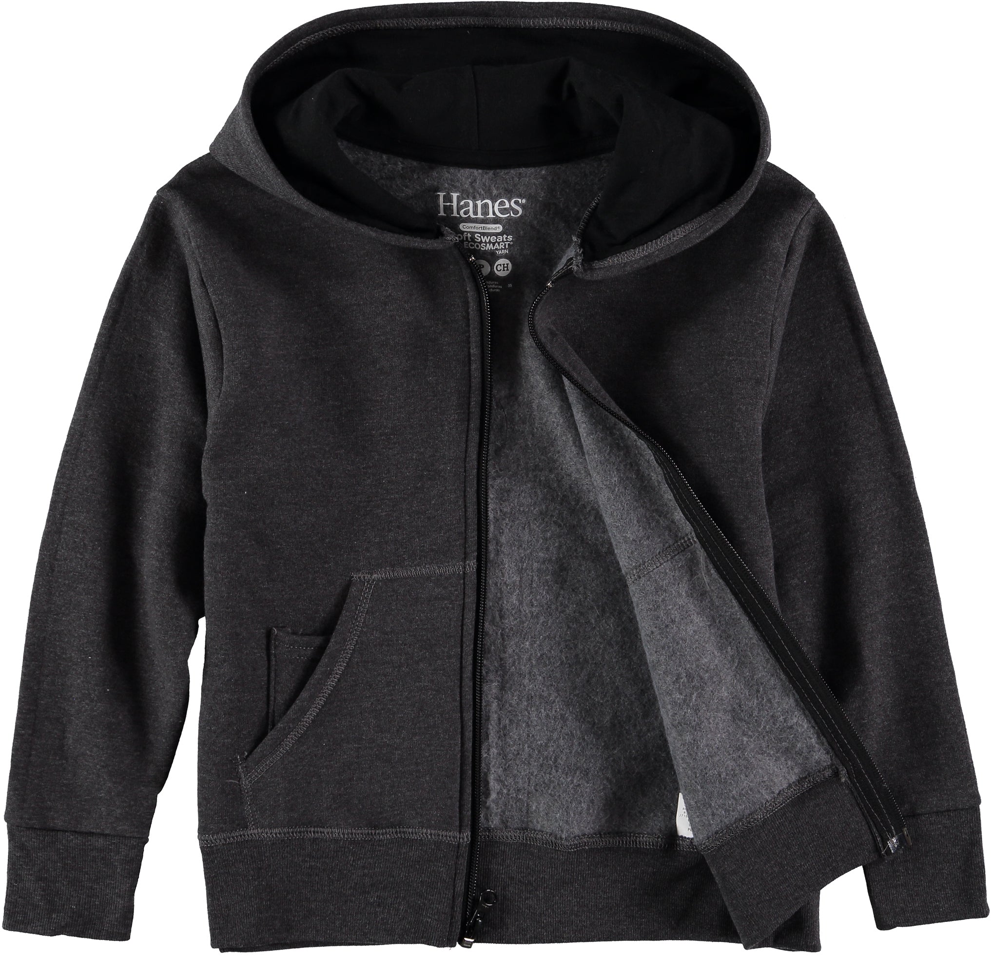 Hanes Boys 4-18 Zip Hoodie with Media Pocket