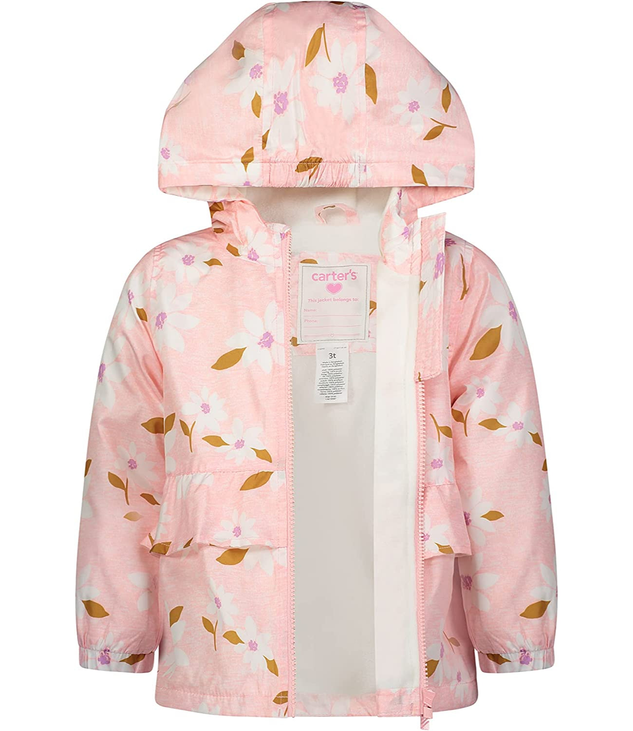 Carters Girls 12-24 Months Floral Midweight Fleece-Lined Jacket