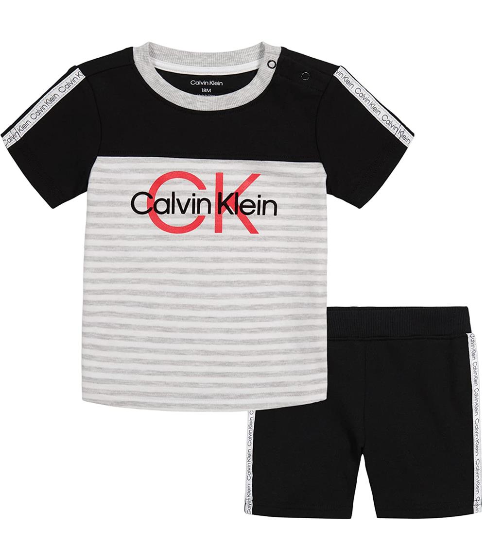 Calvin Klein Boys 0-9 Months Stripe Short Set