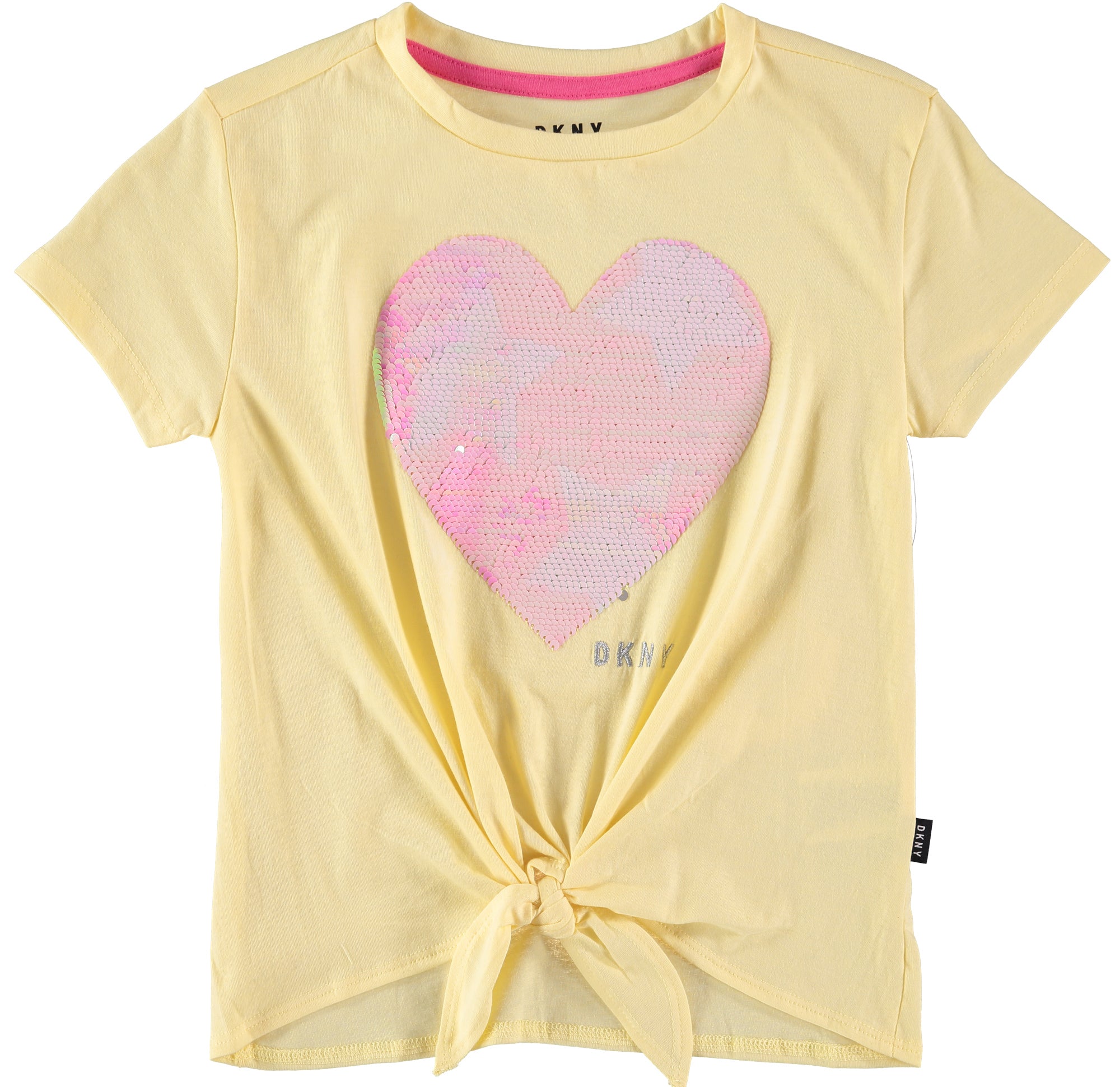 DKNY Girls 7-16 Flip Sequin Heart T-Shirt