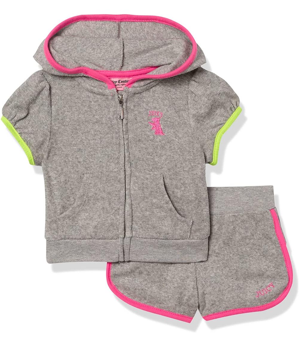 Juicy Couture Girls 12-24 Months 2 Pieces Loop Terry Hooded Set