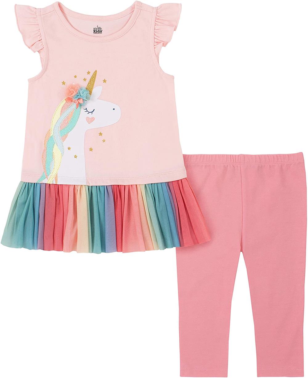 Kids Headquarters Girls 12-24 Months Unicorn Peplum Legging Set